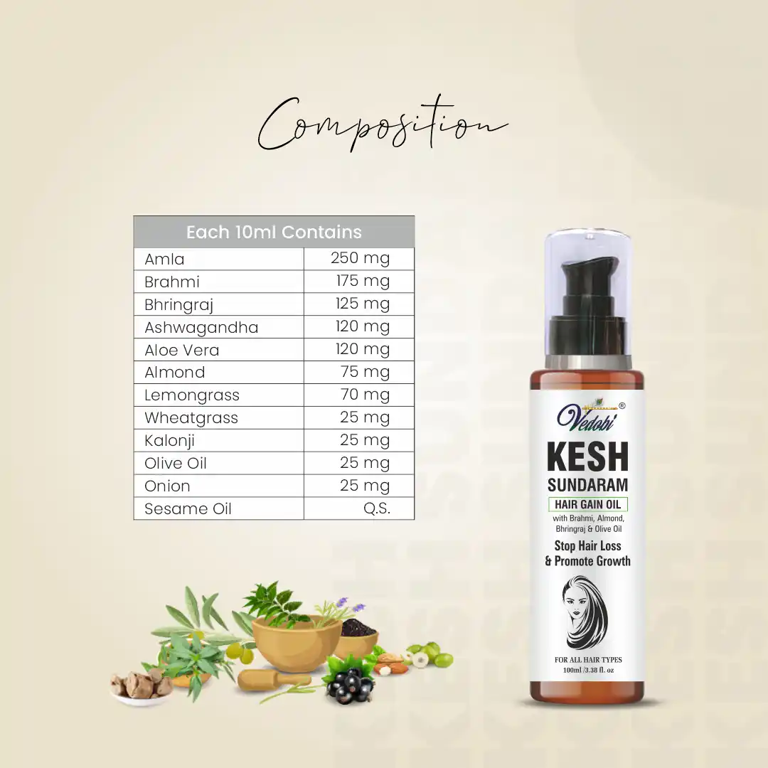 Kesh Sundaram Hair Gain Oil 100ml x3